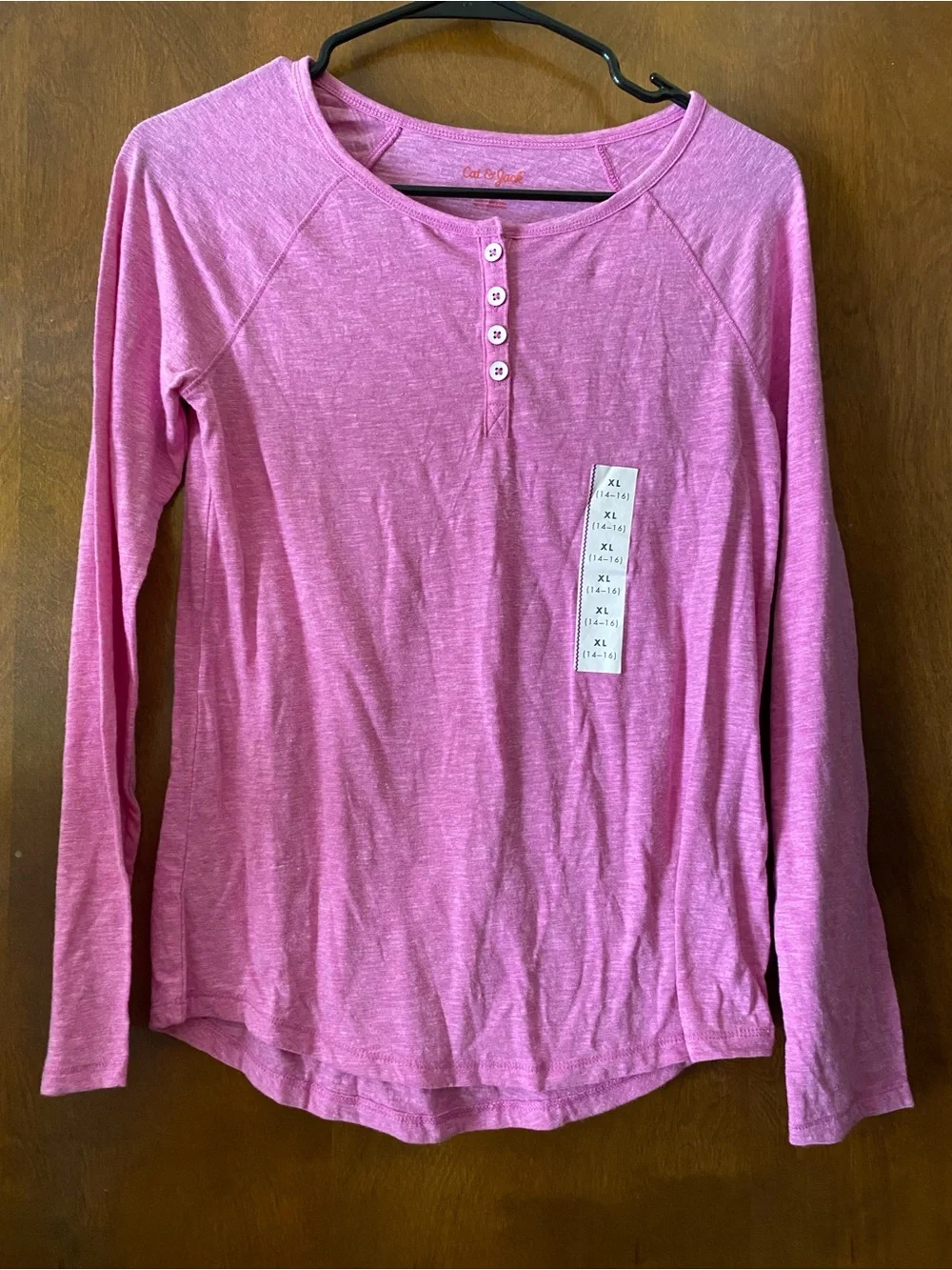 *NWT* Cat & Jack Heathered Pink Henley Top
